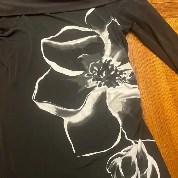 WHBM Black Floral Cowl Neck Dress L - Picture 9 of 9